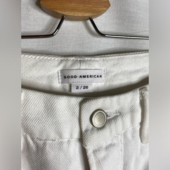 Good American Good Legs Straight Raw Hem Jeans White size 26/2 - Picture 2 of 5